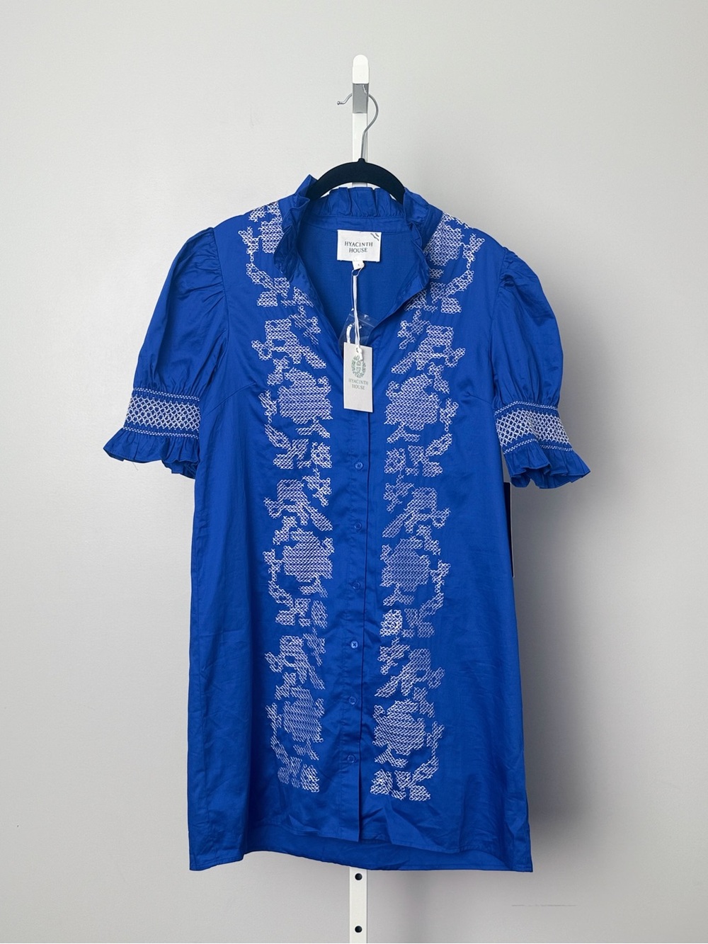 Hyacinth House Royal Blue with White Embroidery Lou Lou Mini Dress - Picture 2 of 12